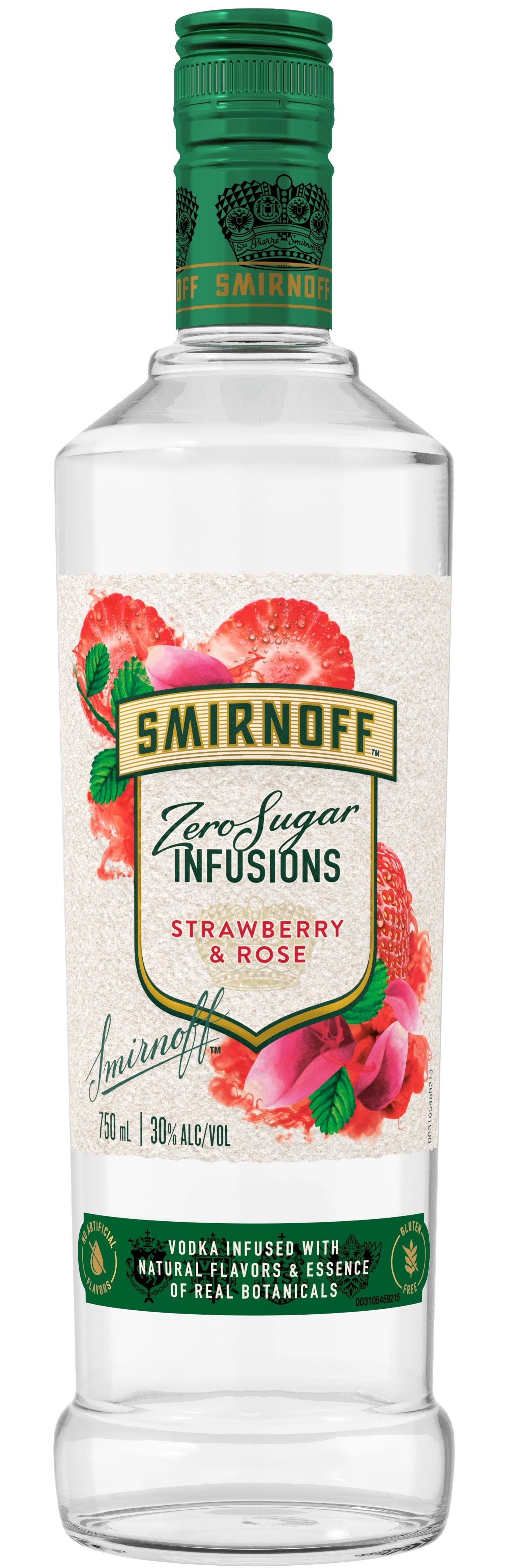 Smirnoff Zero Sugar Infusions Vodka, Strawberry & Rose - 750 ml