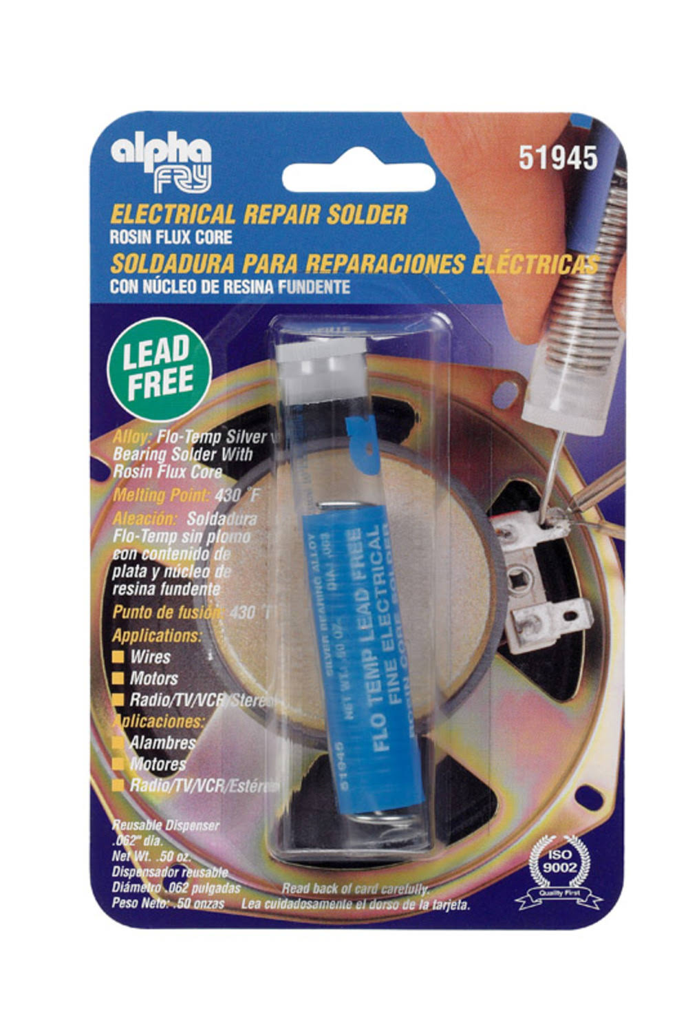 Alpha Am51945 Electrical Lead Solder - .05oz-.062 Dia Dispenser