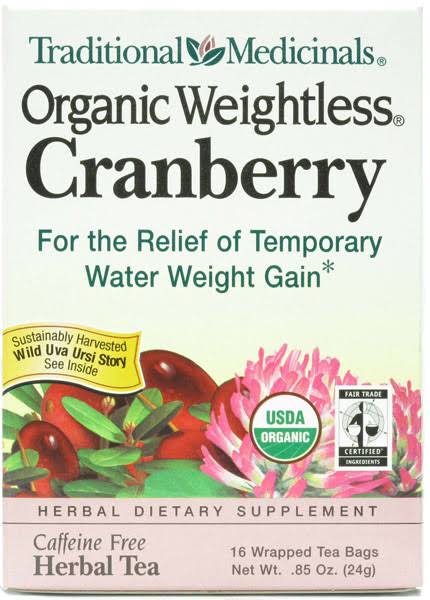 Traditional Medicinals Organic Weightless Tea - Cranberry, 16 Wrapped Tea Bags