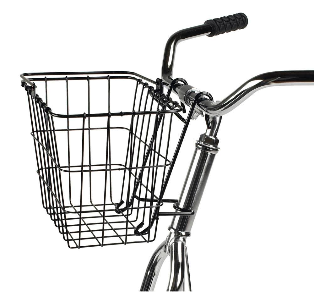 Wald 114 Compact Quick-Release Bike Basket - Black, Front Handlebar