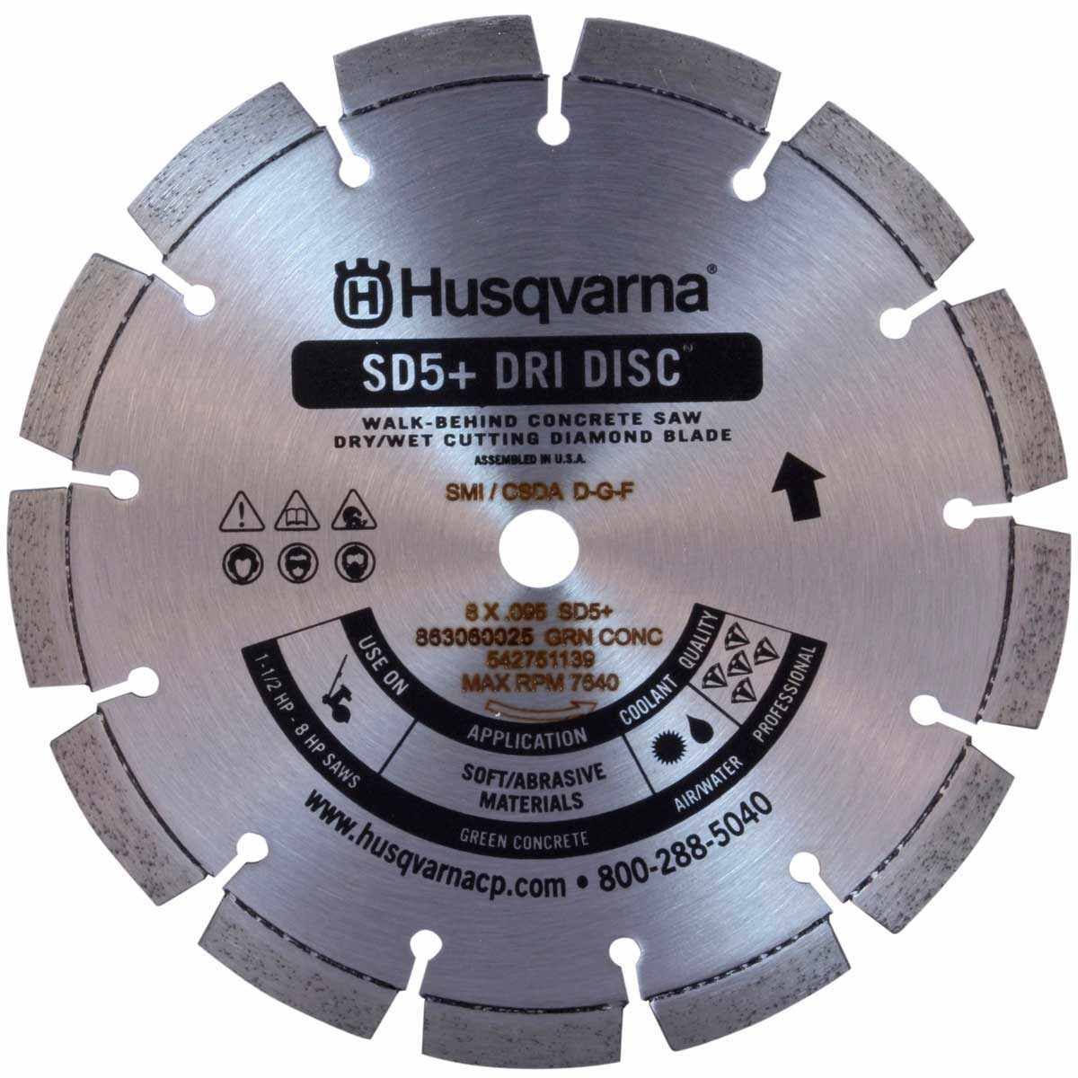Husqvarna 10" SD5+ Green Concrete Diamond Blade 5/8" Arbor