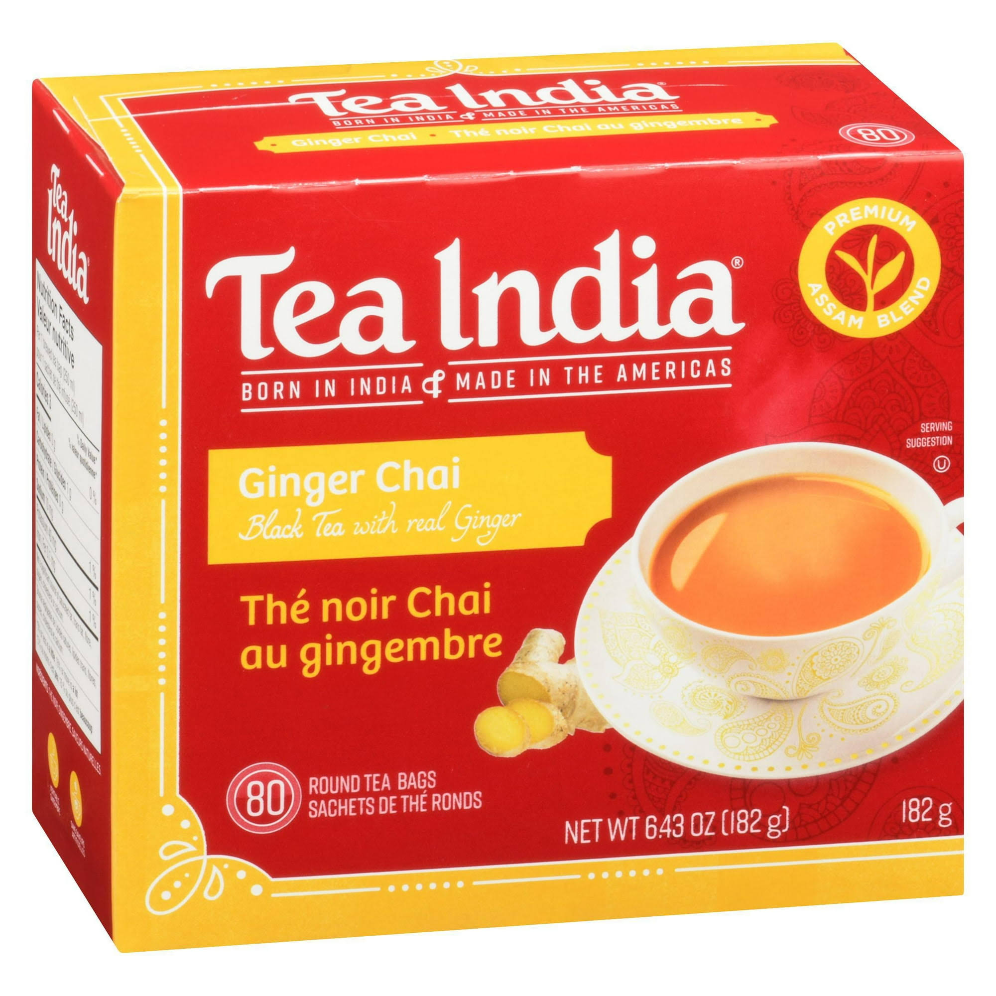 Tea India Ginger Chai Tea (Tea Bags) 6.43oz (182g)