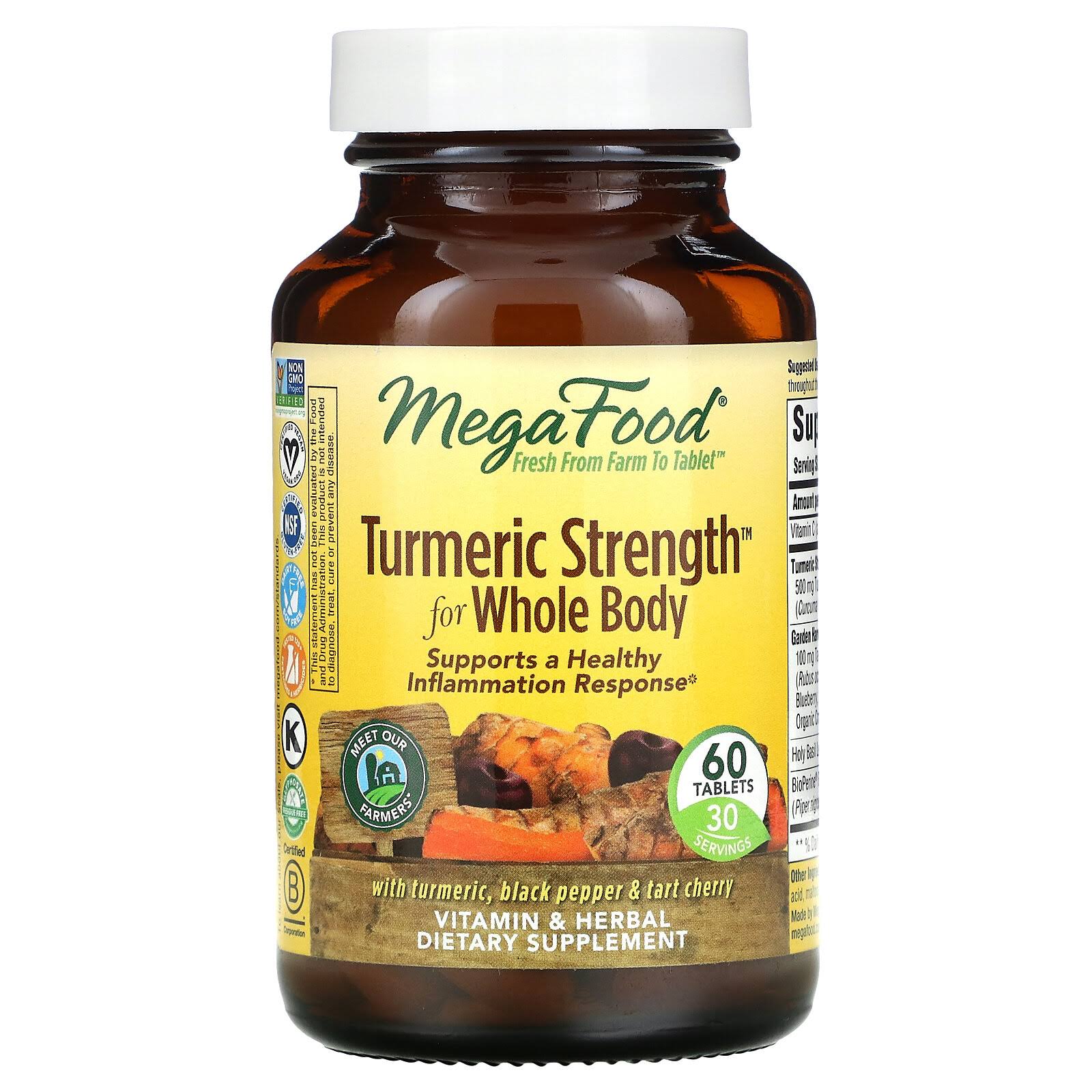 MegaFood Turmeric Strength for Whole Body Dietary Supplement - 60 Tablets