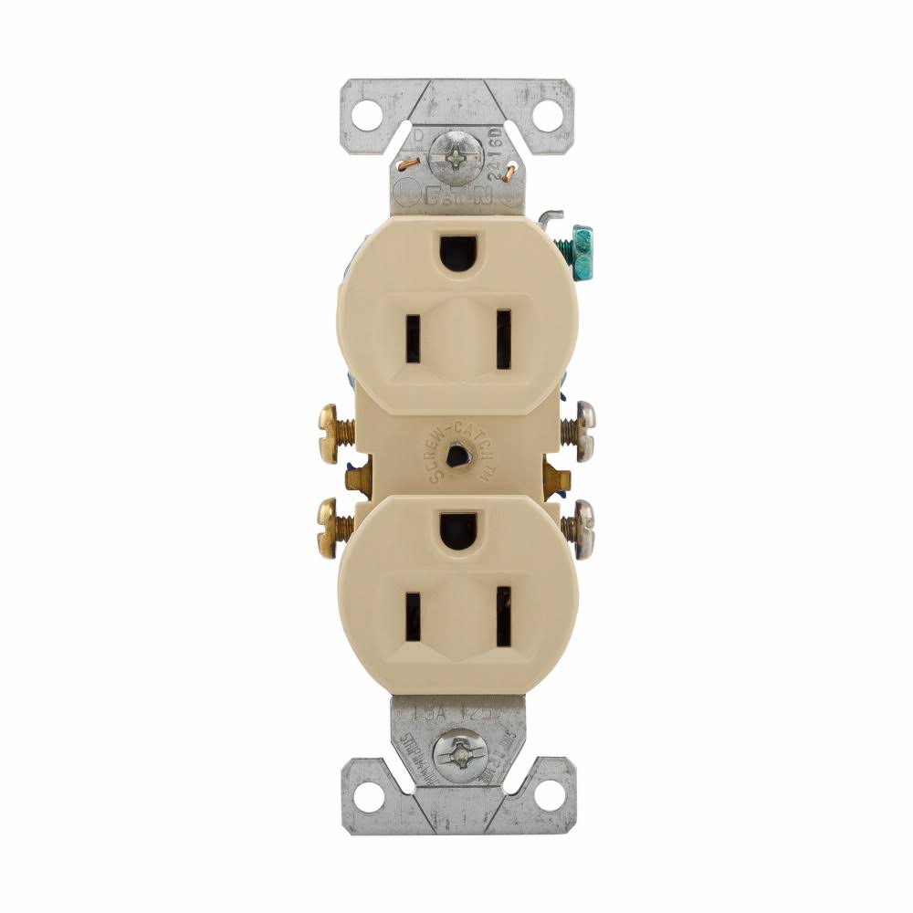 Cooper Wiring Devices Duplex Receptacle - 15A, 125V, Ivory