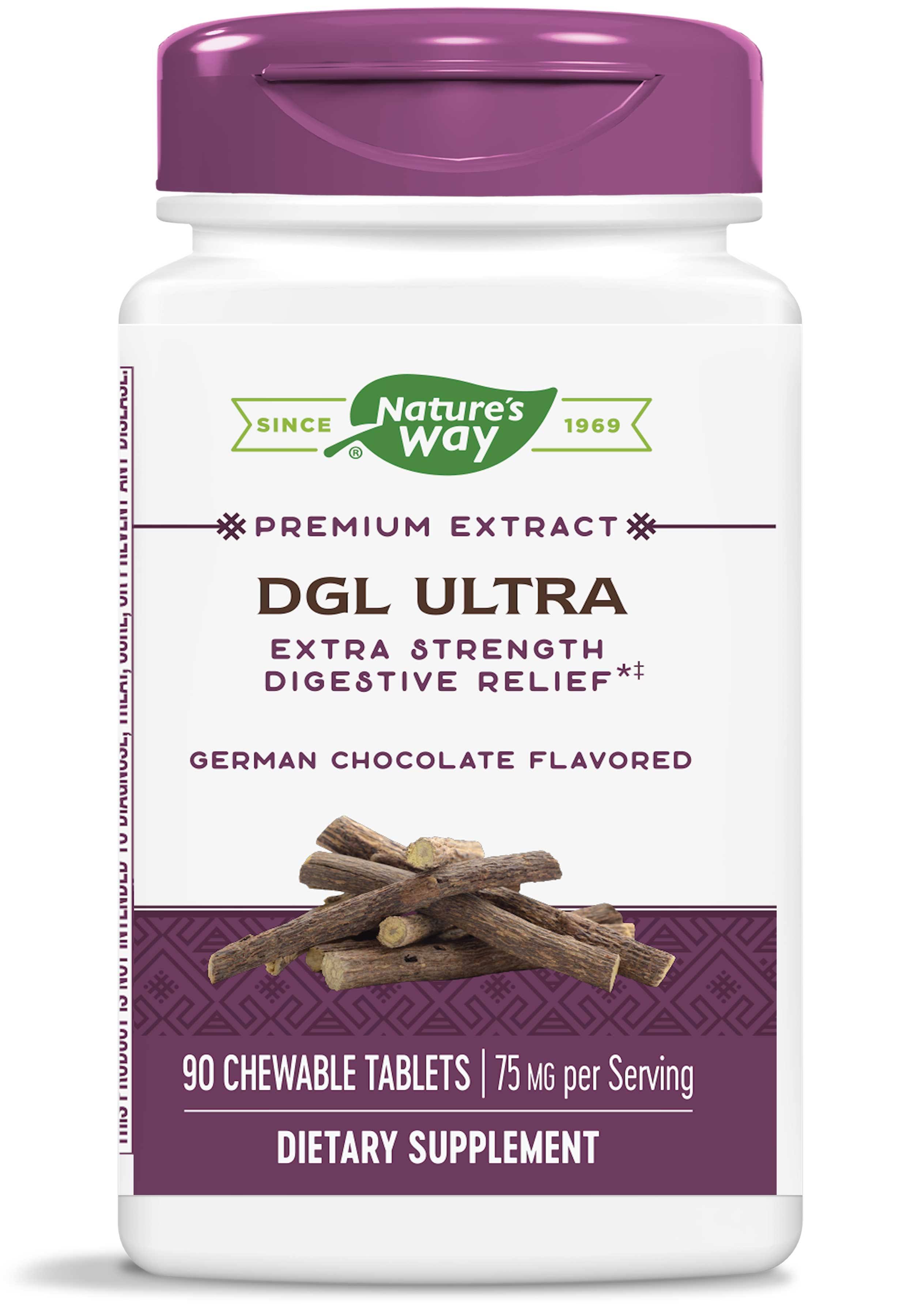 Enzymatic Therapy DGL Ultra, Extra Strength, Chewable Tablets, German Chocolate Flavor - 90 tablets