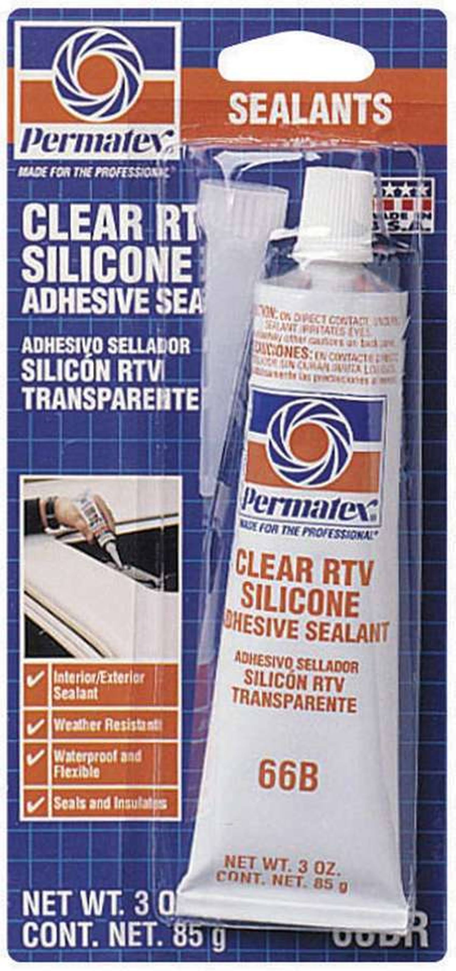 Permatex Silicone Adhesive Sealant - Clear, 85g