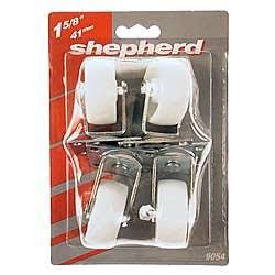 Shepherd Plastic Swivel Casters - 1-5/8", 4pk, White