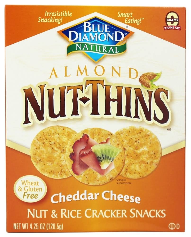 Blue Diamond Natural Almond Nut-Thins Nut and Rice Cracker Snacks - Cheddar Cheese