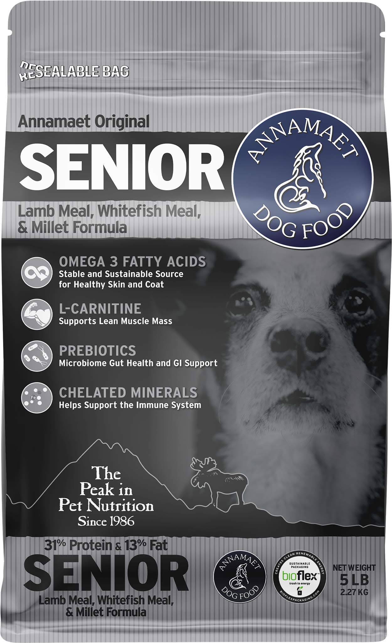 Annamaet Original 31% Senior Dry Dog Food, 5-lb BAG.