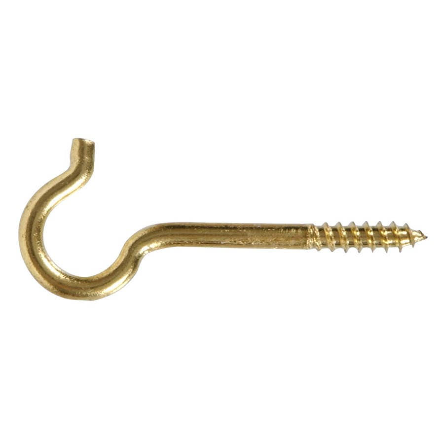 The Hillman Group Solid Brass Round Ceiling Type Screw Hook - 2-1/16in
