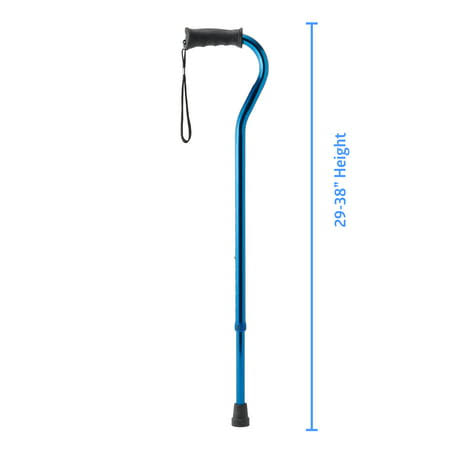 Medline Gel Grip Offset Aluminum Adjustable Cane, Blue, Size: 29-38