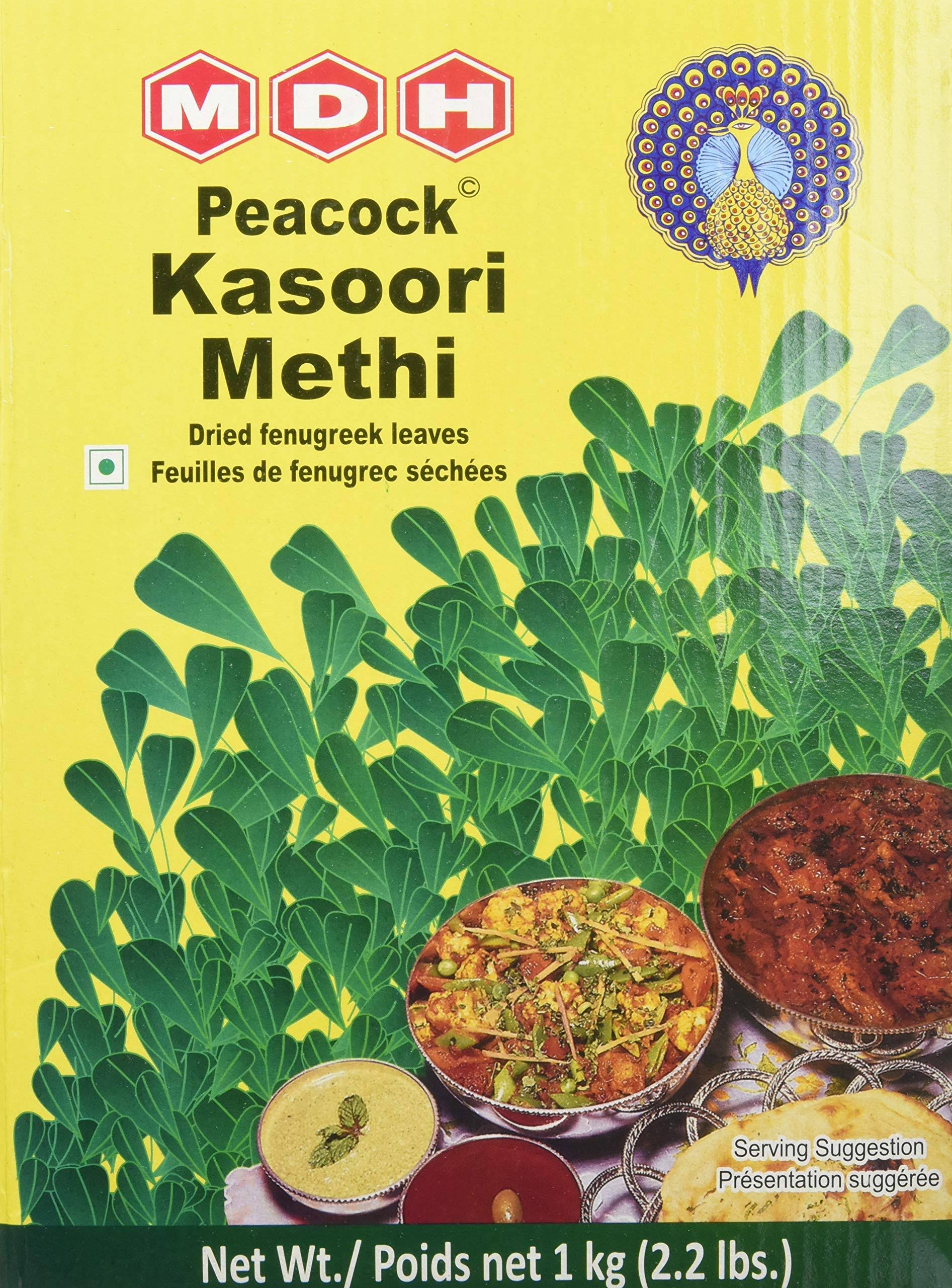 Peacock Kasoori Methi (Dried Fenugreek Leaves) 2.2 lbs (1 Kg)