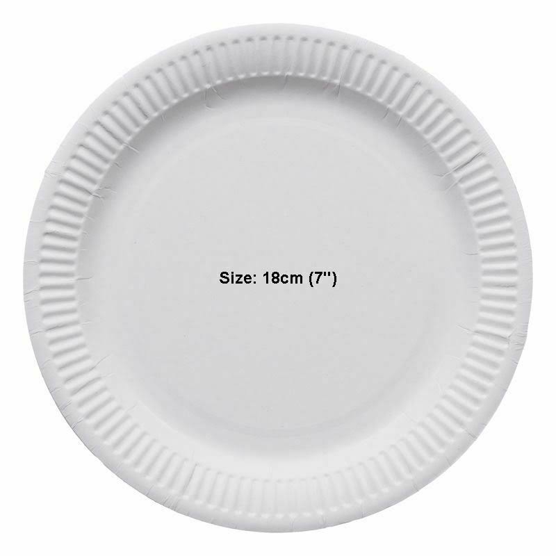 White Paper Plates 7 Inches / 18cm Pack of 100